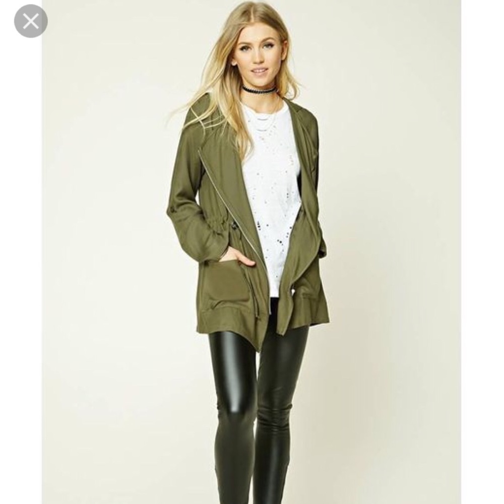 Forever 21 Hooded Draped Front Jacket
